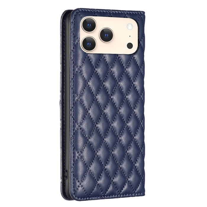BINFEN COLOR For iPhone 18 Pro / 17 Pro Case with Card Holder  PU Leather Phone Stand Cover - Blue - 3
