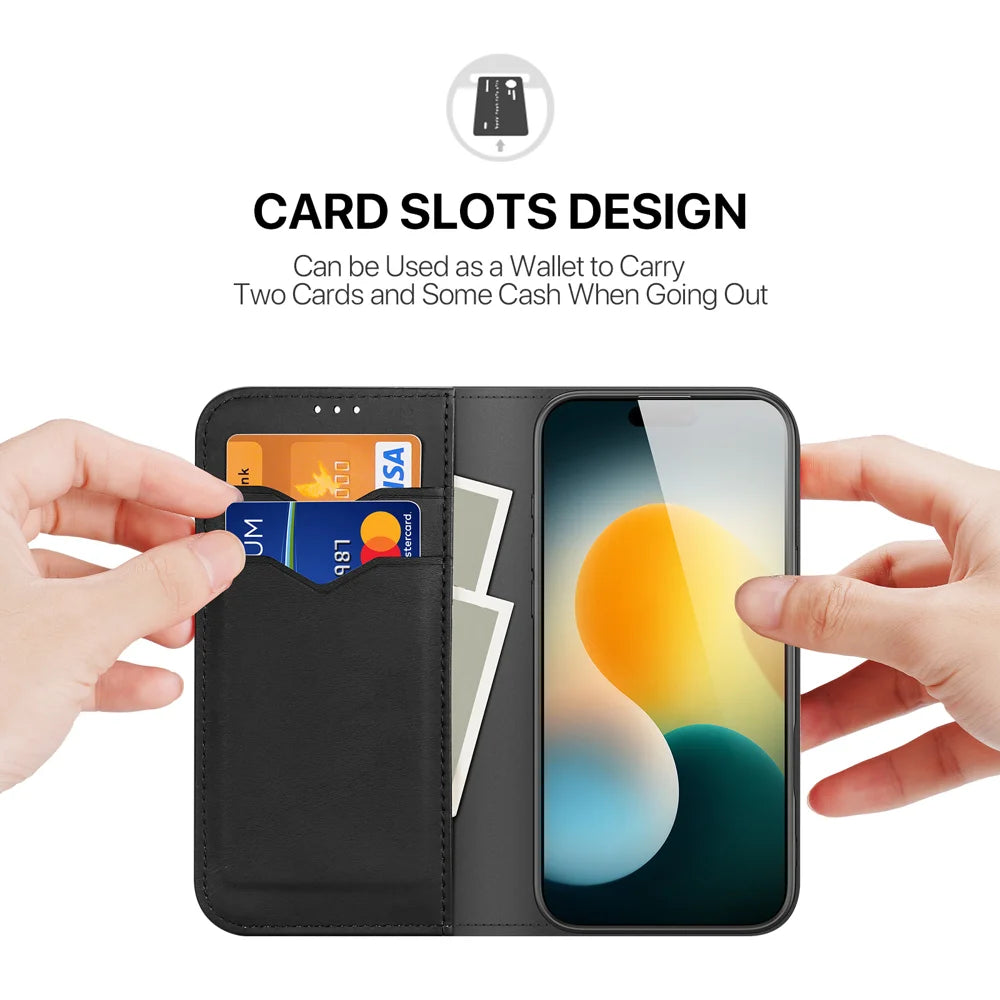 DUX DUCIS For iPhone Air Case  Hivo Series Cowhide Leather RFID Blocking Wallet Stand Flip Phone Cover - Black - 3