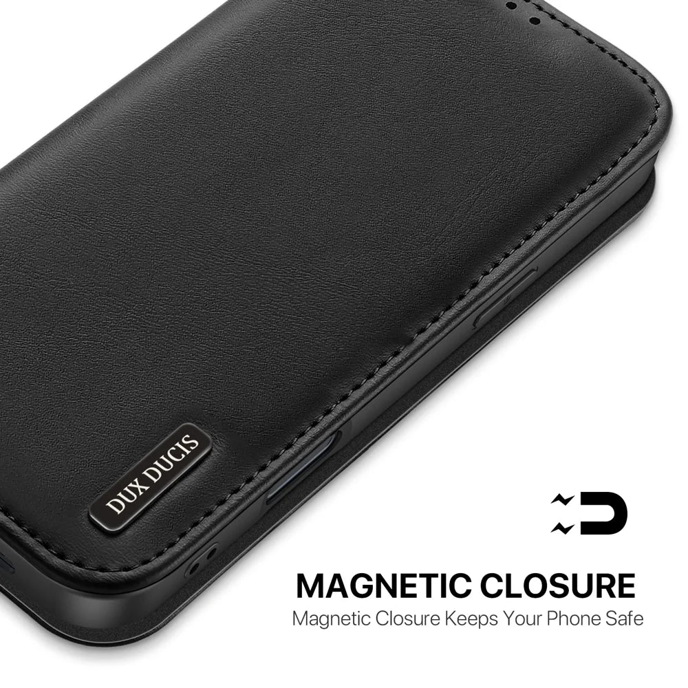 DUX DUCIS For iPhone Air Case  Hivo Series Cowhide Leather RFID Blocking Wallet Stand Flip Phone Cover - Black - 6