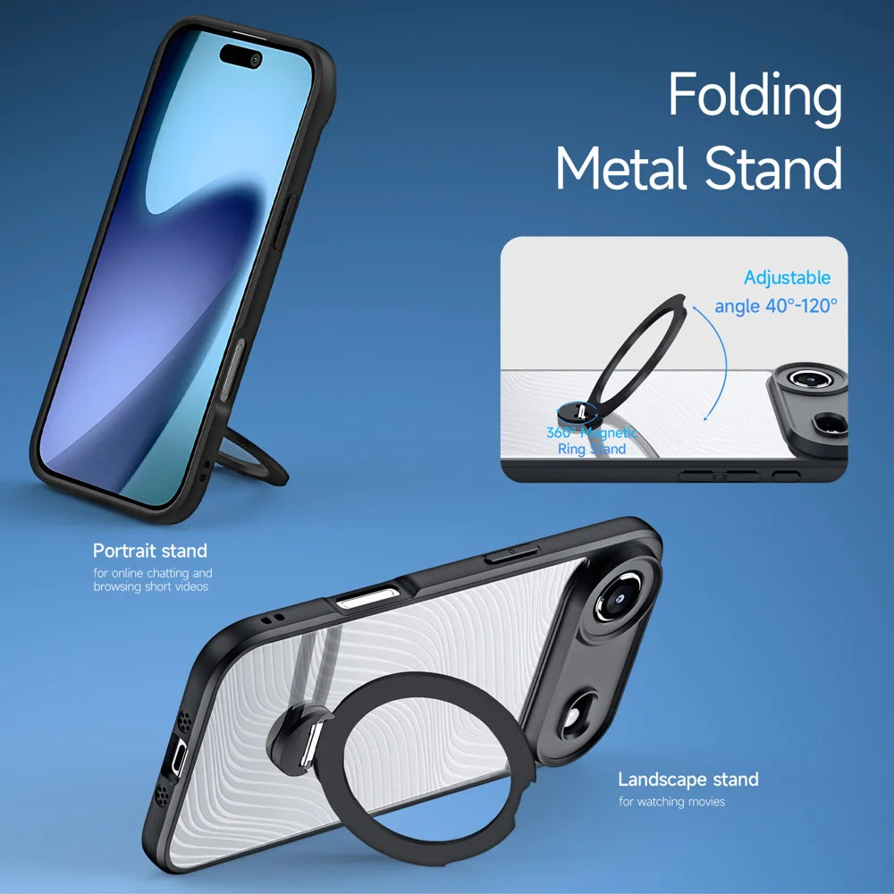 DUX DUCIS For iPhone Air Case with Kickstand  Aimo Series Compatible with MagSafe TPU+PC Phone Cover (REACH Certification) - Black - 4