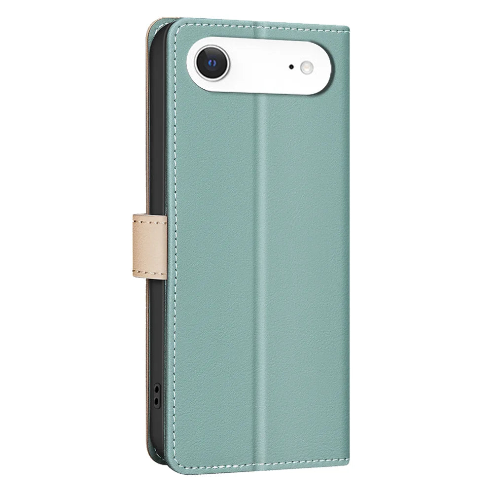 BINFEN COLOR For iPhone Air Leather Case  Splicing Color RFID Blocking Wallet Stand Phone Cover - Green - 3
