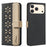 BINFEN COLOR For iPhone 18 Pro / 17 Pro Leather Case  BF36 Floral Pattern Phone Cover RFID Blocking Wallet Stand - Black - 1