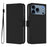 For iPhone 18 Pro / 17 Pro Case Solid Color Wallet Leather Phone Cover with Strap - Black - 1