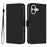 For iPhone 17 Case Solid Color Wallet Leather Phone Cover with Strap - Black - 1