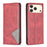 For iPhone 18 Pro Max / 17 Pro Max Case Card Slots Geometry Imprint Leather Phone Cover - Red - 1