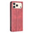 For iPhone 18 Pro Max / 17 Pro Max Case Card Slots Geometry Imprint Leather Phone Cover - Red - 3