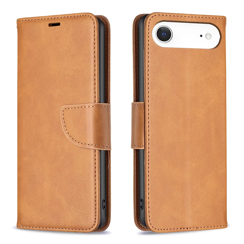 For iPhone Air Case Shockproof PU Leather Cover with Wallet Card Slots - Yellow - 1