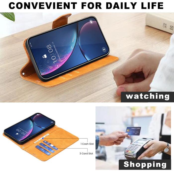 For iPhone Air Case Shockproof PU Leather Cover with Wallet Card Slots - Yellow - 5