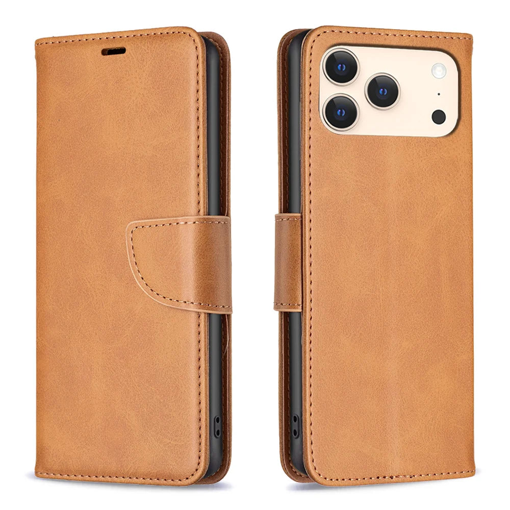 For iPhone 18 Pro / 17 Pro Case Shockproof PU Leather Cover with Wallet Card Slots - Yellow - 1