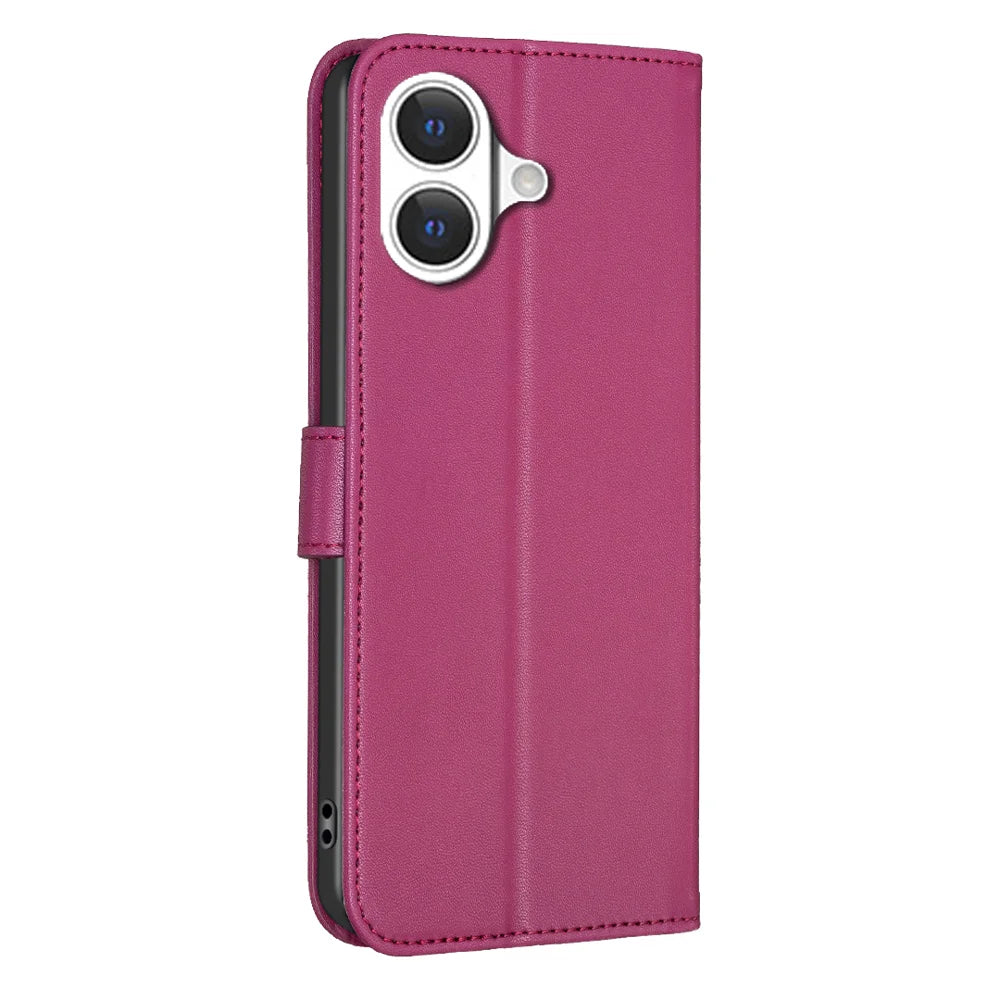 For iPhone 17 Case Clover Pattern Wallet Stand View Leather Phone Cover - Rose - 3