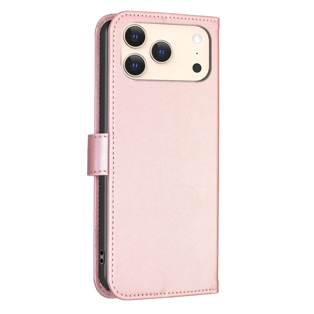 For iPhone 18 Pro / 17 Pro Case Clover Pattern Wallet Stand View Leather Phone Cover - Pink - 3