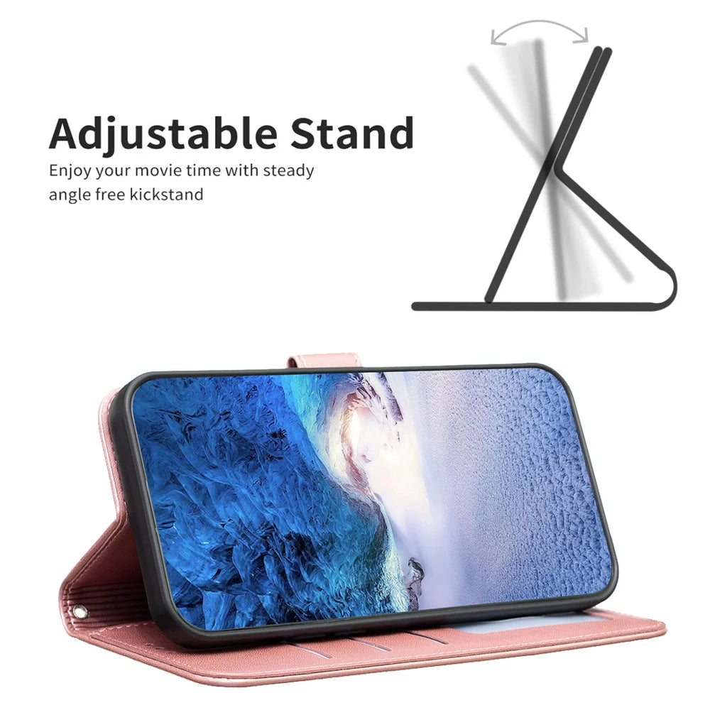 For iPhone 18 Pro / 17 Pro Case Clover Pattern Wallet Stand View Leather Phone Cover - Pink - 4