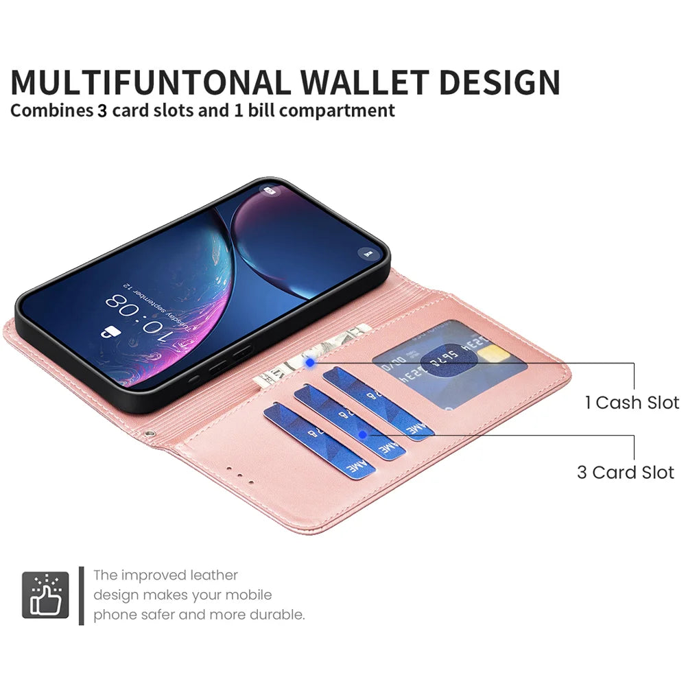 For iPhone 18 Pro / 17 Pro Case Clover Pattern Wallet Stand View Leather Phone Cover - Pink - 7
