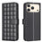 BINFEN COLOR For iPhone 18 Pro / 17 Pro Leather Case  Square Grid Wallet Stand Phone Cover - Black - 1