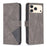 BINFEN COLOR For iPhone 18 Pro / 17 Pro Phone Case  Wallet Stand Geometry Imprinted Leather Cover - Grey - 1