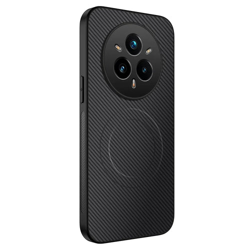 WANLONFENG For Realme 14 Pro+ 5G Magnetic Case  TQ Series Carbon Fiber Texture PC TPU Phone Cover - Black - 1
