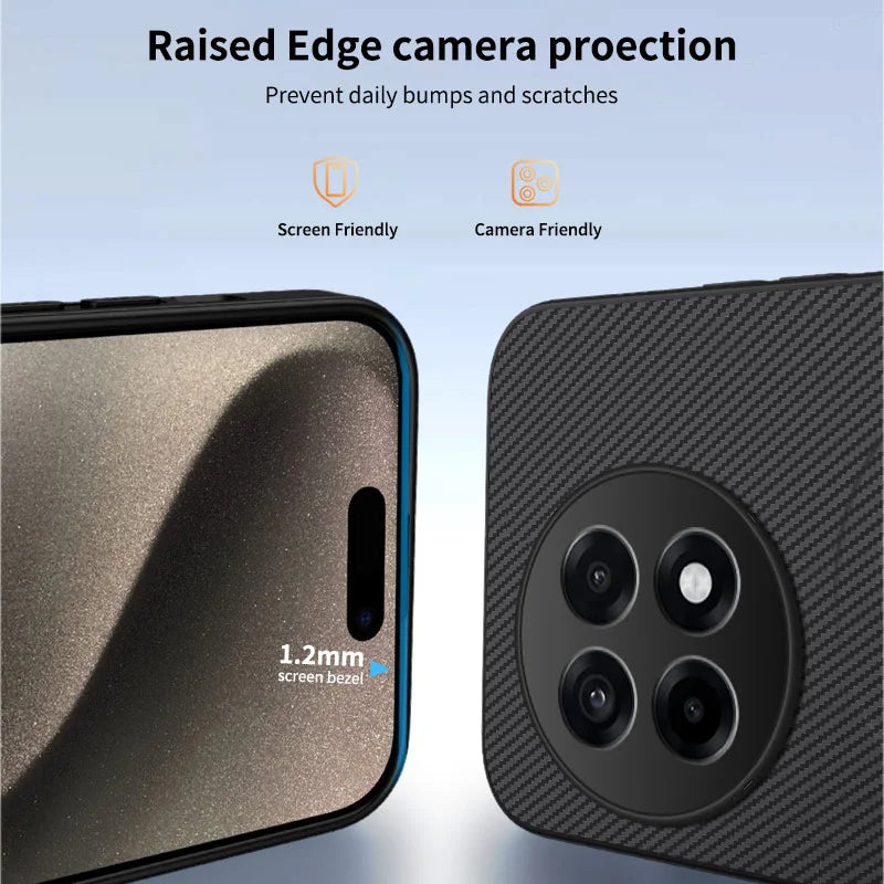 WANLONFENG For OnePlus Ace 5 5G / OnePlus 13R 5G Magnetic Case  TQ Series Carbon Fiber Texture PC TPU Phone Cover - Black - 3