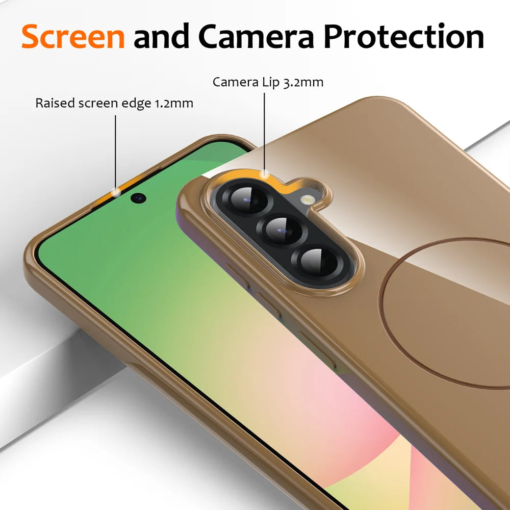 For Samsung Galaxy M17 5G / F17 5G / A18 4G / A18 5G / A17 5G / A17 4G Magnetic Case TPU Phone Back Cover with Lanyard - Desert Gold - 2