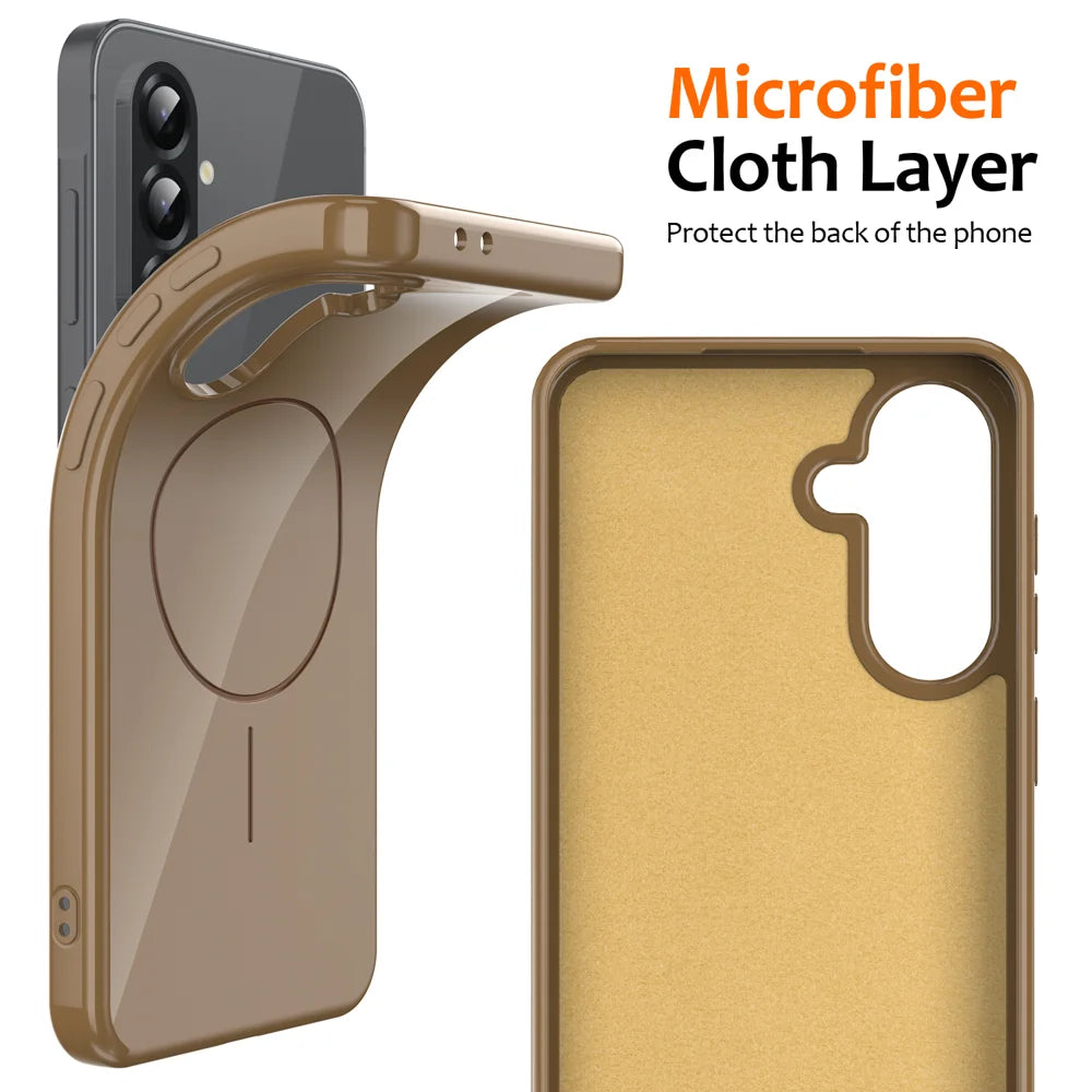 For Samsung Galaxy M17 5G / F17 5G / A18 4G / A18 5G / A17 5G / A17 4G Magnetic Case TPU Phone Back Cover with Lanyard - Desert Gold - 4