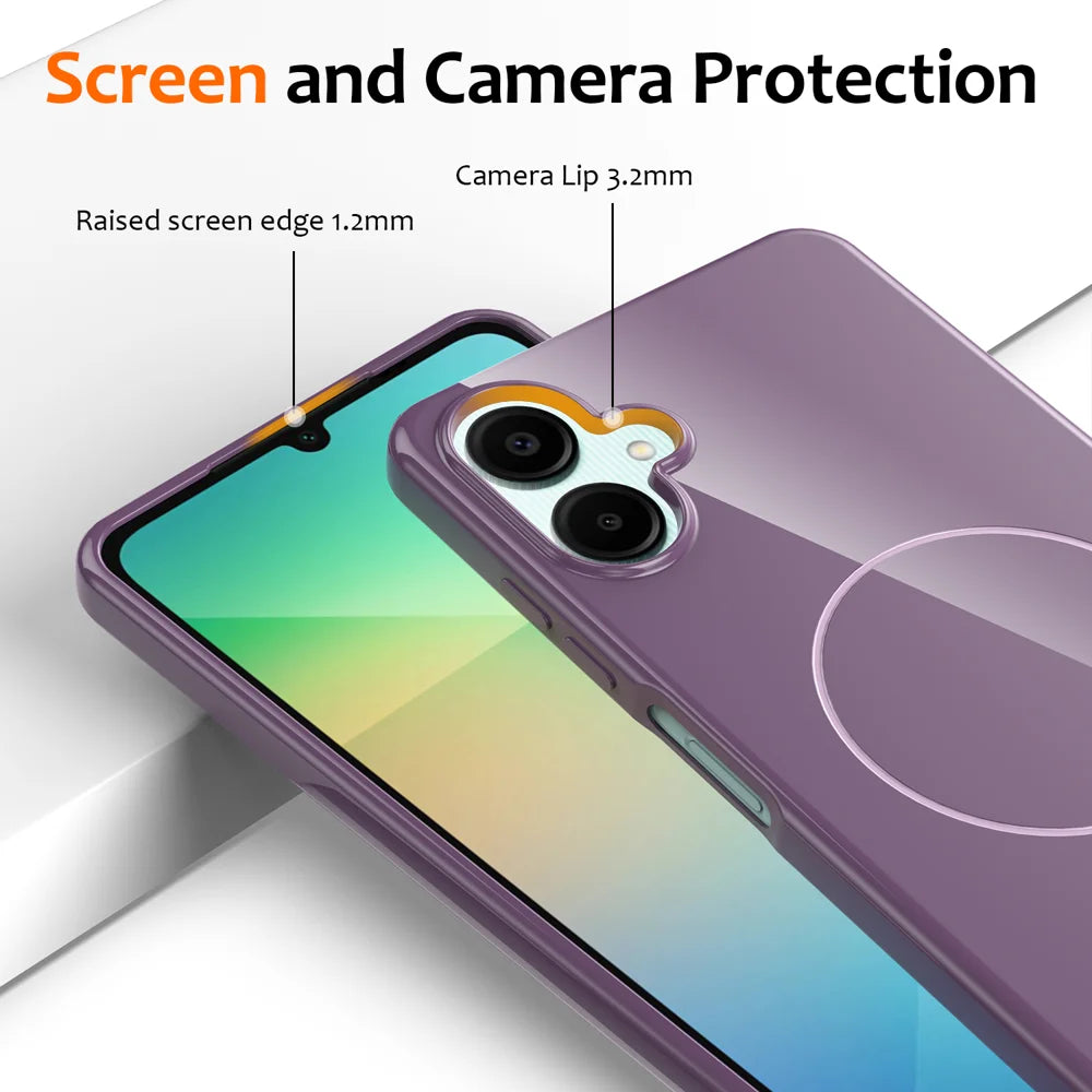 For Samsung Galaxy A08 4G / A08 5G / F07 4G / M17e 5G / M07 4G / A07 5G / A07 4G Magnetic Case TPU Phone Back Cover with Lanyard - Purple - 2