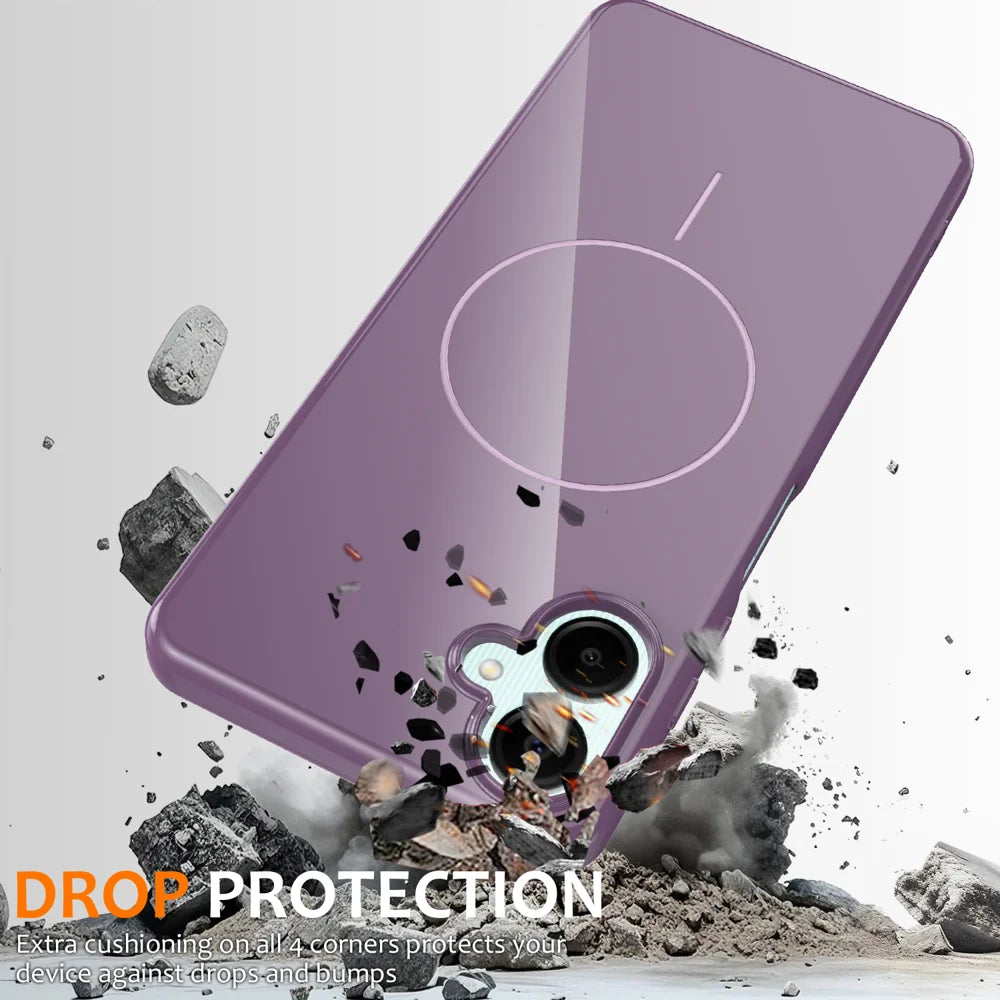 For Samsung Galaxy A08 4G / A08 5G / F07 4G / M17e 5G / M07 4G / A07 5G / A07 4G Magnetic Case TPU Phone Back Cover with Lanyard - Purple - 3