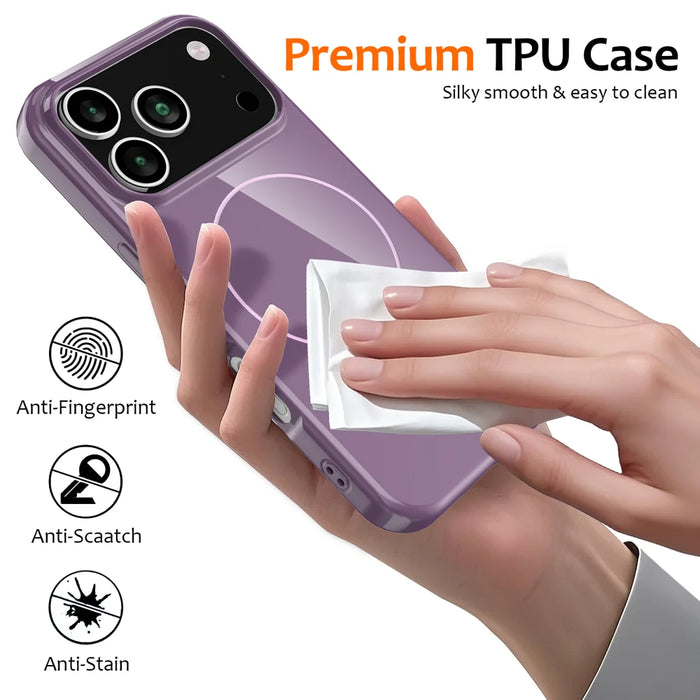 For iPhone 18 Pro Max / 17 Pro Max Magnetic Case Compatible with MagSafe TPU Phone Back Cover with Lanyard - Purple - 6