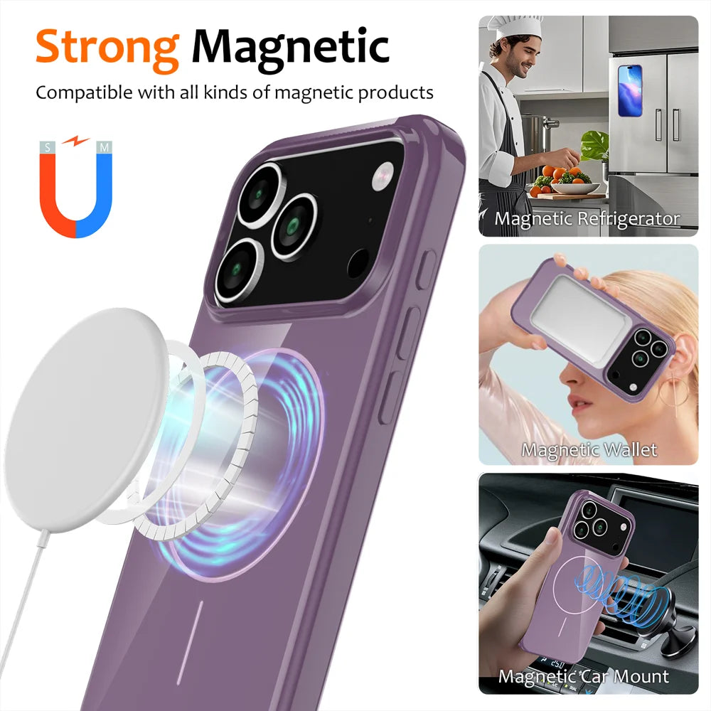 For iPhone 18 Pro / 17 Pro Magnetic Case Compatible with MagSafe TPU Phone Back Cover with Lanyard - Purple - 2