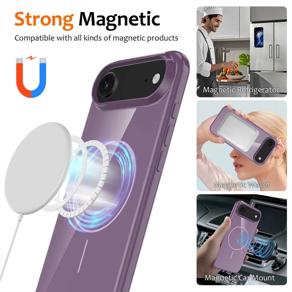 For iPhone Air Magnetic Case Compatible with MagSafe TPU Phone Back Cover with Lanyard - Purple - 2