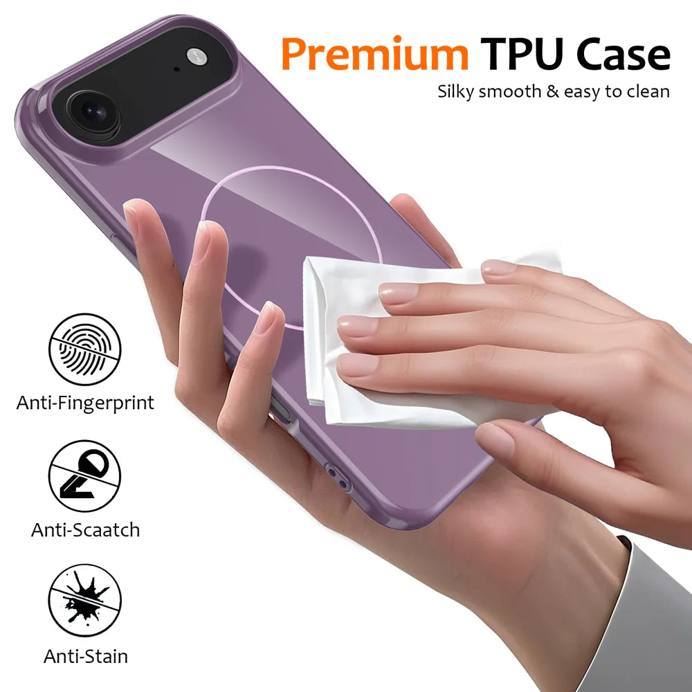 For iPhone Air Magnetic Case Compatible with MagSafe TPU Phone Back Cover with Lanyard - Purple - 6