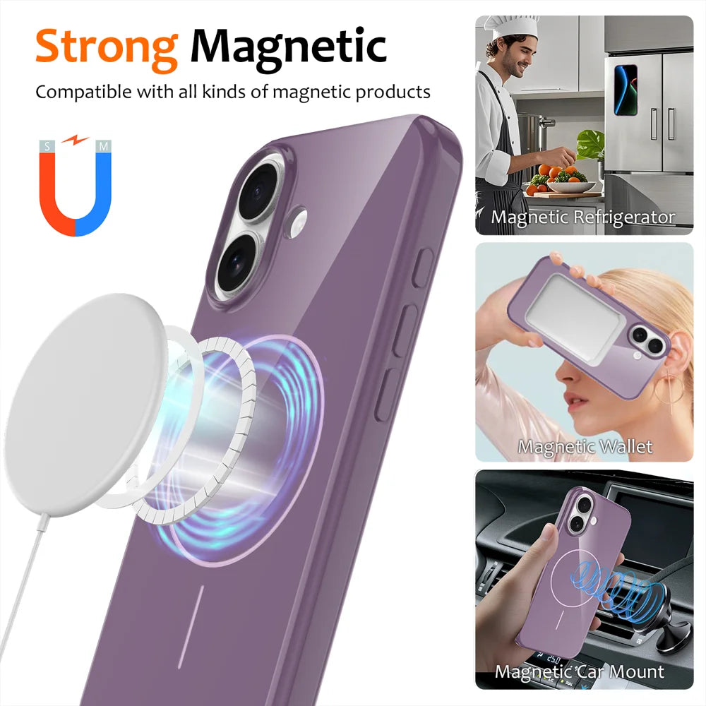 For iPhone 17 Magnetic Case Compatible with MagSafe TPU Phone Back Cover with Lanyard - Purple - 2