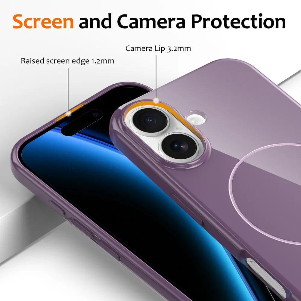 For iPhone 17 Magnetic Case Compatible with MagSafe TPU Phone Back Cover with Lanyard - Purple - 3