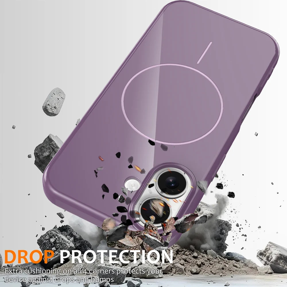 For iPhone 17 Magnetic Case Compatible with MagSafe TPU Phone Back Cover with Lanyard - Purple - 4