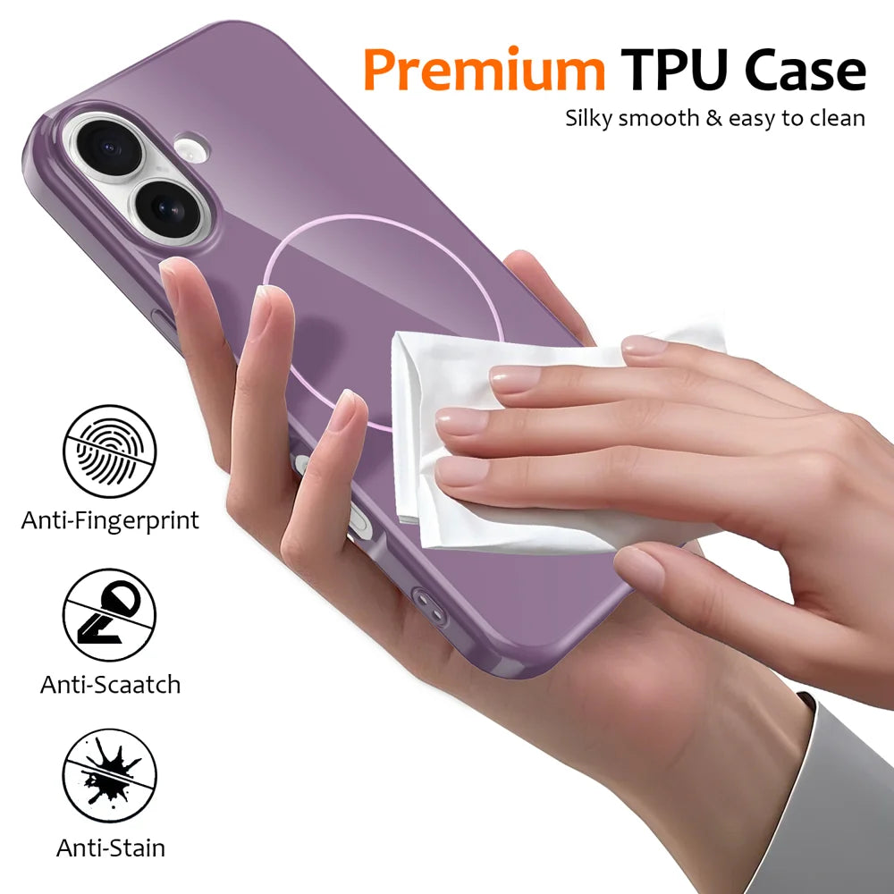 For iPhone 17 Magnetic Case Compatible with MagSafe TPU Phone Back Cover with Lanyard - Purple - 6