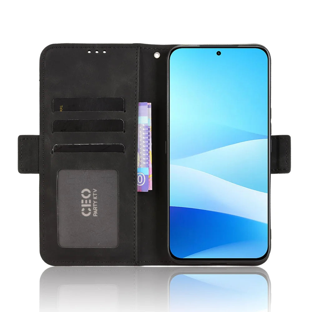 For Meizu Note 16 Pro Leather Case Phone Wallet Cover with Multiple Card Slots - Black - 5