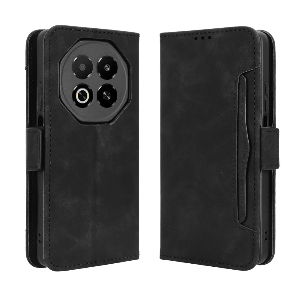 For Meizu Note 16 Leather Case Phone Wallet Cover with Multiple Card Slots - Black - 1