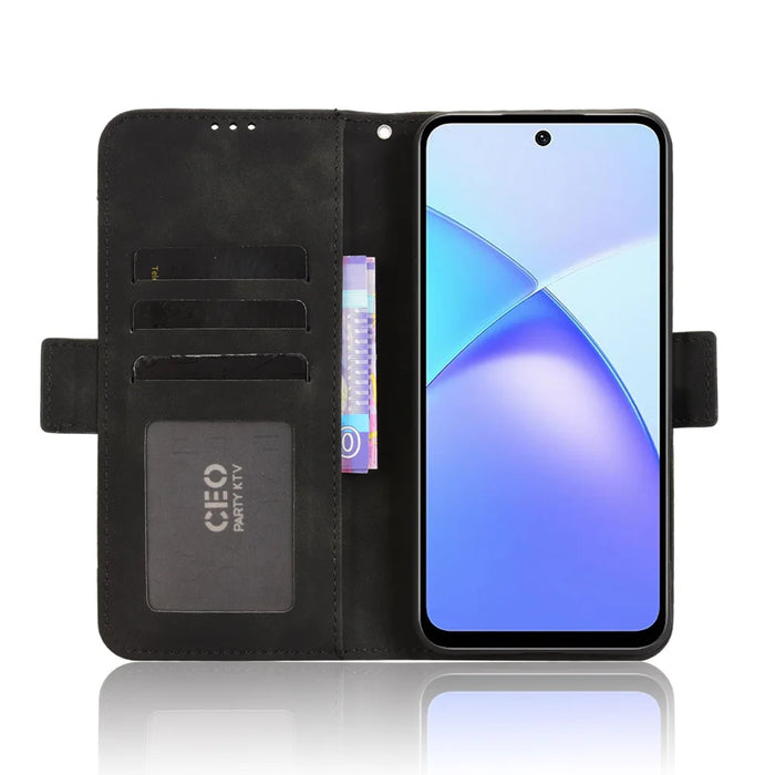 For TECNO Pop 10 / Infinix Smart 10 Leather Case Phone Wallet Cover with Multiple Card Slots - Black - 5
