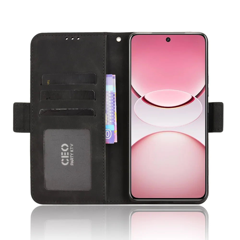 For vivo Y300 Pro 5G / vivo Y300 Pro+ 5G / vivo iQOO Z10 5G Leather Case Phone Wallet Cover with Multiple Card Slots - Black - 5