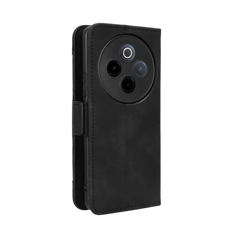 For vivo Y300 Pro 5G / vivo Y300 Pro+ 5G / vivo iQOO Z10 5G Leather Case Phone Wallet Cover with Multiple Card Slots - Black - 7