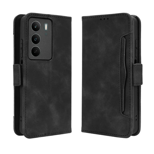 For Realme C71 4G Leather Case Phone Wallet Cover with Multiple Card Slots - Black - 1