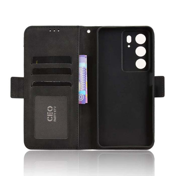 For Realme C71 4G Leather Case Phone Wallet Cover with Multiple Card Slots - Black - 4