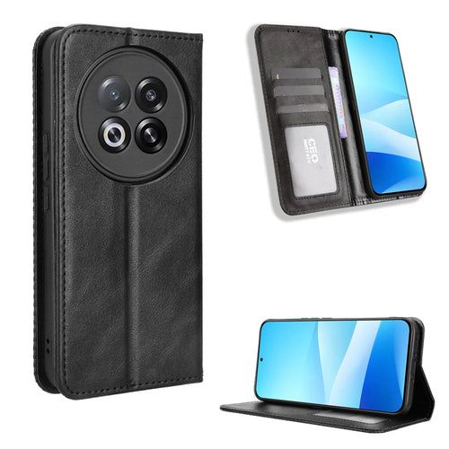 For Meizu Note 16 Pro Leather Case Wallet Stand Retro Texture Phone Cover - Black - 1