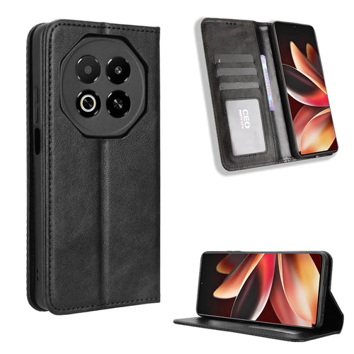 For Meizu Note 16 Leather Case Wallet Stand Retro Texture Phone Cover - Black - 1