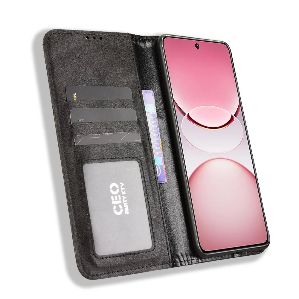 For vivo Y300 Pro 5G / vivo Y300 Pro+ 5G / vivo iQOO Z10 5G Leather Case Wallet Stand Retro Texture Phone Cover - Black - 6