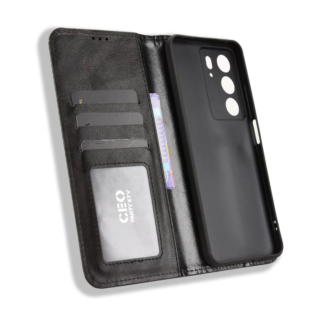 For Realme C71 4G Leather Case Wallet Stand Retro Texture Phone Cover - Black - 5