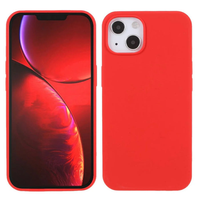 For iPhone 15 Case Solid Silicone Shockproof Phone Back Cover - Red - 1