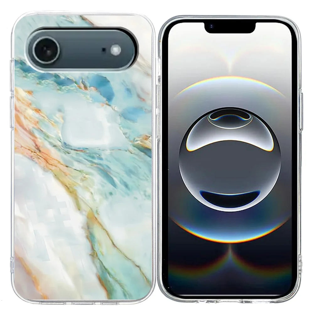 For iPhone Air Case Pattern Printing Shockproof Soft TPU Phone Cover - Oil Painting Marble - 1
