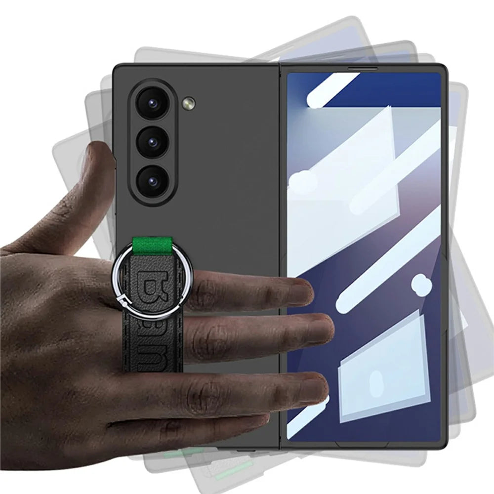 GKK For Samsung Galaxy Z Fold7 5G Wristband Phone Case Folding Cover with HD Screen Protector - Black - 3