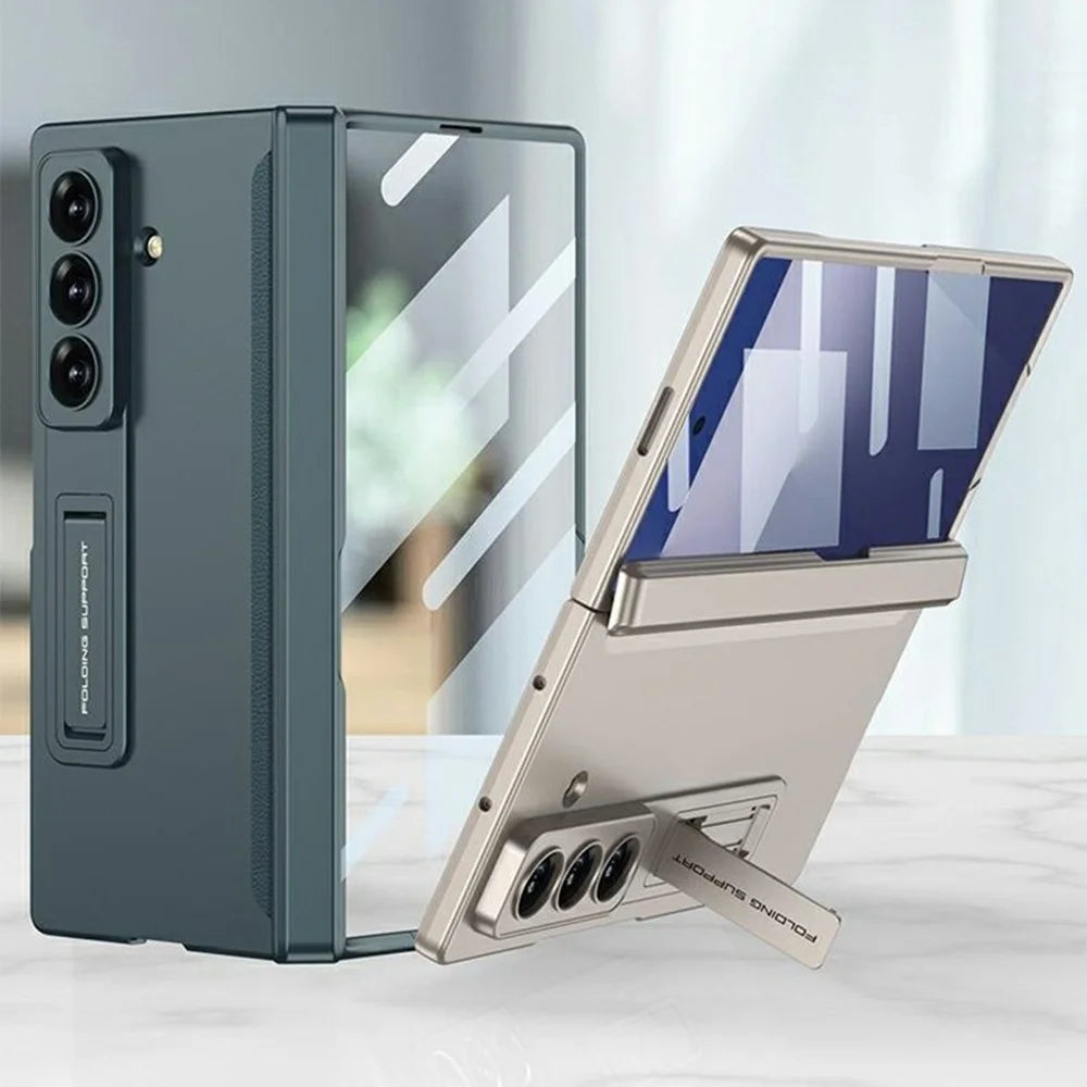 GKK For Samsung Galaxy Z Fold7 5G Case with Clear Screen Film Magnetic Hinge Kickstand Phone Cover - Green - 2