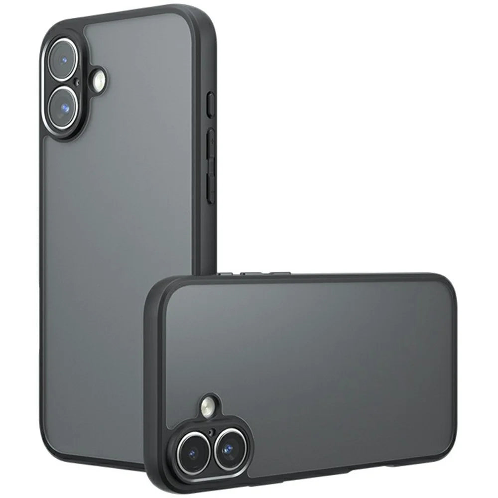 For iPhone 17 Case Skin-Touch TPU + PC Matte Phone Back Cover, Transparent Black - 1