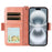 For iPhone 16 Leather Case Magnetic Closure Wallet Stand Phone Cover with Crossbody Strap - Pink - 2